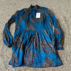Free People Vibrant Blue Paisley dress